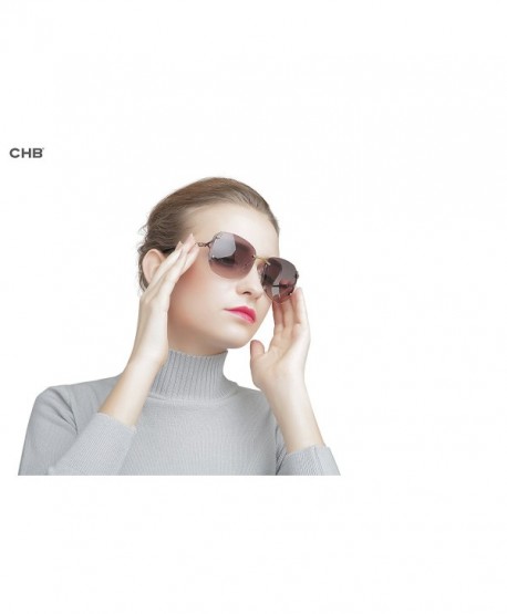 Womens Uv400 Frameless Trimming Rectangular Sunglasses Gradient Color 