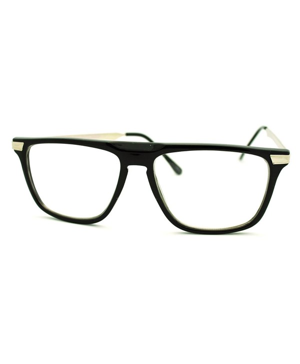 Clear Lens Glasses Flat Top Fashion Eyeglasses Thin Square Frame ...