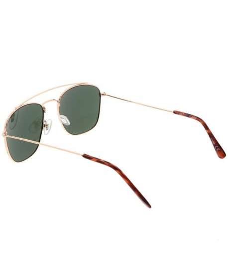 Classic Metal Curved Crossbar Square Lens Aviator Sunglasses 53mm Gold Green Cp184wamogx 