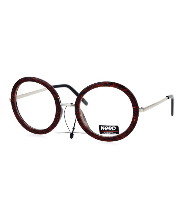 Womens Clear Lens Glasses Oversized Thick Round Frame Eyeglasses Red 