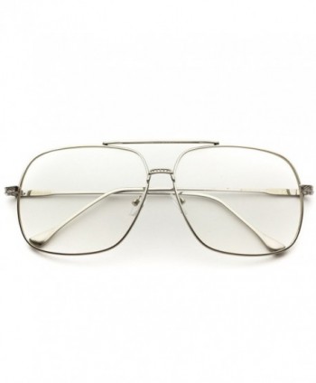 70's Style Clear Glasses Gold Frame Aviator Style - Silver - C012O8RVE3V