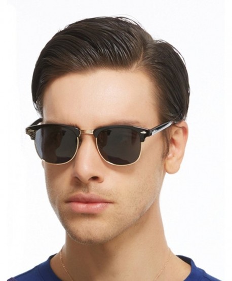 Semi Rimless Polarized Mirrored Sunglasses Clubmaster Classic Retro ...