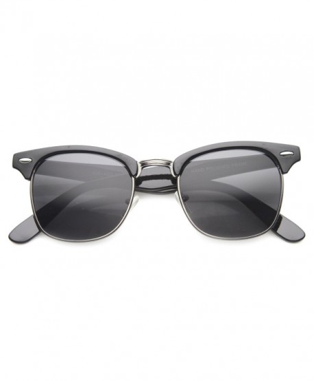 Premium Half Frame Horn Rimmed Sunglasses With Metal Rivets Classic Series Black Gunmetal 4654