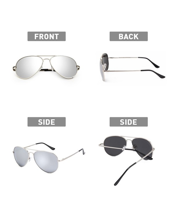 Classic Aviator Polarized Mirrored Lens Metal Frame UV400 Sunglasses ...